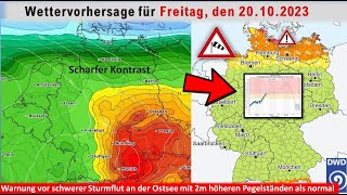 Sturmflutgefahr an der Ostsee Föhnsturm in den Alpen  Wettervorhersage für Freitag den 20102023 [upl. by Akeem]