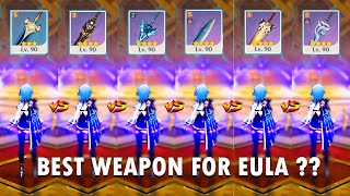 EULA Weapon Comparison  Best F2P weapon for Eula DMG comparison  Genshin [upl. by Yduj]