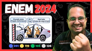 ENEM 2024  RESOLUÇÃO  🟦091 🟨119 🟩105 ⬜126  COLISÃO DO CARRO [upl. by Ettenrahc591]