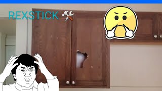 Quick fix on a cabenit door Rexstick 😲 Rental property problems [upl. by Eicart832]