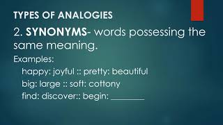 Types of Analogies English 7 Lesson 1 Quarter 1 [upl. by Nnylannej]