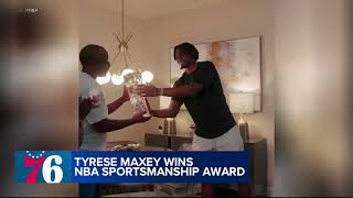 Parents surprise Philadelphia 76ers Tyrese Maxey with NBA Sportsmanship Award [upl. by Grewitz]