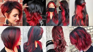 50 Winter Hair Color Ideas Black Hair And Red Highlights Burgundy Hair Colors Shades And Styles [upl. by Rafaelle291]