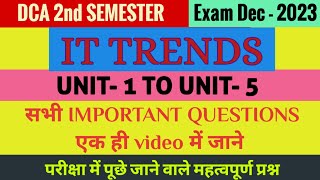 DCA 2ND SEM IT TRENDS IMPORTANT QUESTIONS  IT TRENDS IMPORTANT QUESTIONS DCA 2ND SEM Exam dec 2023 [upl. by Alyam]