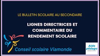 Le bulletin scolaire au secondaire [upl. by Ewart581]