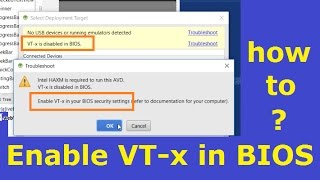 VTx is disabled in BIOS Android Studio Run a app How to enable VTx in your BIOS security settings [upl. by Doownil]