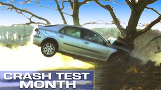 Crash Test Month Crashing Into A Tree At 55mph [upl. by Aselehc]