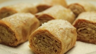 Tahinli Cevizli Kuru Baklava Tarifi  Hazır Yufkayla Rulo Baklava Kurabiyesi [upl. by Zwick]