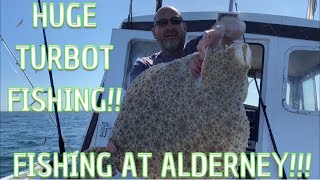 GIANT Turbot Caught Fishing Alderney Schole Bank  Turbo Wars [upl. by Reyem]