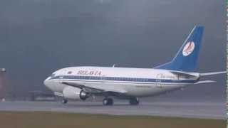 HD Belavia Boeing 737500 take off at GenevaGVALSGG [upl. by Anrak620]