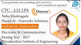 Congrats Neha  Selected in OutworX  252 LPA Electronics Engineer PoY 2017 Nagpur Maharashtra [upl. by May]