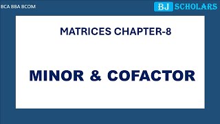 MINOR amp COFACTOR of Determinant 2 Questions with solutions  BCA BBA BCOM  Maths [upl. by Deery]