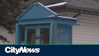 Hatemotivated vandalism of Calgary Little Free Library [upl. by Artcele]