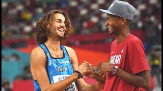 Shared Gold medal of Mutaz Essa Barshim and Gianmarco Tamberi in mens high jump at olympic 2021 [upl. by Soirtimid249]