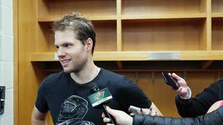 Goaltender Filip Gustavsson discusses first NHL goal in 41 win over Blues  15102024 [upl. by Pomeroy]