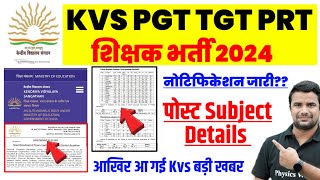 KVS New PGT TGT PRT Notification 2024kVS Eligibility Syllabus Post Age Exam 2024Kv Teacher Vacancy [upl. by Keefe]