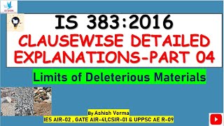 Limits of Deleterious Materials in AggregatesIS 3832016 Code ExplanationImportant PointsPart04 [upl. by Aivek]