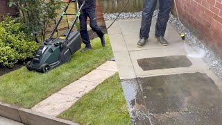 Pressure Washing and Lawn Care on a Small Garden [upl. by Kippie]