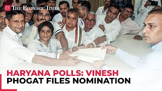 Haryana polls 2024 Vinesh Phogat files nomination from Julana assembly says victory is assured [upl. by Judson]