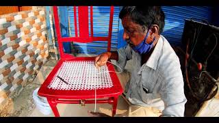 Cane weaving  Chair Restoration  Fibre Weaving  Weaving  Hand crafted  Made in India [upl. by Atiuqel746]