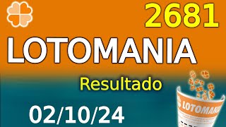 Resultado da LOTOMANIA 2681 [upl. by Miles]