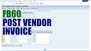 SAP Transaction FB60  Post Vendor Invoice [upl. by Klusek]