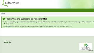 CIHR IAB Member Application – Step 1 Create a CIHR ResearchNet Account and obtain your CIHR PIN [upl. by Notaes357]