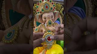 1 minutes Diamond work on 2 ft ganpati bappa ganpatibappamorya viral love shorts [upl. by Gneh]