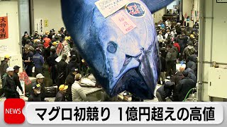 東京・豊洲市場でマグロの初競り 1億円超えの高値（2024年1月5日） [upl. by Anelagna]