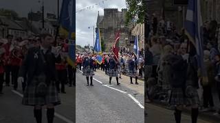 2024 linlithgowmarches morning procession in scotland led by Linlithgow Reed Band shorts [upl. by Eiluj541]