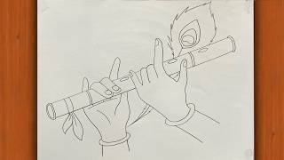 Krishna bansuri drawing easy  how to draw krishna  Bhagwan Krishna ka Chitra [upl. by Hitoshi]