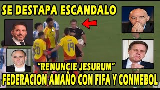 REACCIONO A CONMEBOL Y FIFA SILENCIA A RAMON JESURUN POR ROBO A COLOMBIA [upl. by Accalia]