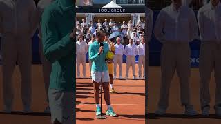 Rafael Nadal On Court Interview after losing the final of Nordea Open 21072024 [upl. by Ahseihs]