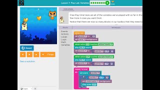 Code org Course 4 Lesson 7 Play Lab Variables [upl. by Enirehs]