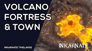 Volcano Fortress amp Town  Inkarnate Timelapse [upl. by Rolfe556]