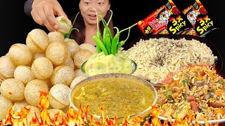 Spicy Panipuri Challenge Wai Wai Chatpate 3x Korean Spicy Noodles Nepali Mukbang Eating Show [upl. by Atileda942]