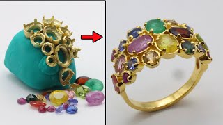 make a unique jewelry  custom made gold ring with 10 types of gemstones [upl. by Thay455]