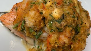 Crab Stuffed Shrimp Recipe  Baked Stuffed Shrimp with LemonButter Cream Sauce [upl. by Aldas]