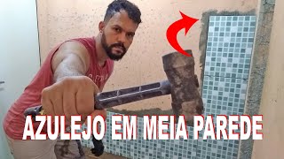 Como Colocar Azulejo em Meia Parede no Banheiro Com a Parede Pintada [upl. by Mcspadden]