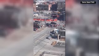 Video shows massive police response to shooting at Kansas City Chiefs Super Bowl parade [upl. by Eerolam]