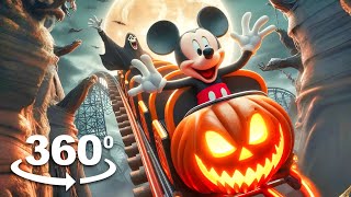 360° VR Mickey Mouse Roller Coaster  Halloween Spooky Ride [upl. by Mylan]