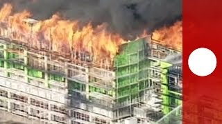 Catastrophic damage outofcontrol fire erupts in San Francisco nine storey building [upl. by Ceciley]