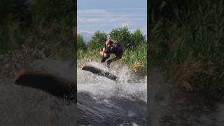 Wakeskate winching backside flip into bank wakeskate wakeskating street winch skate [upl. by Hedgcock]