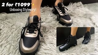 Unboxing Stylestry Footwears 2 for ₹1099😱 onlineshopping stylestry haul unboxing shoes [upl. by Seabury]