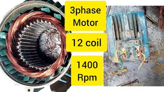 3hp motor winding 3phase motor 36 slot1400 rpm12 set coilDiagram connection [upl. by Ainos]