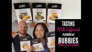 Bubbies Mochi Ice Cream Tasting 4 Different Flavors [upl. by Alletse]