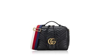 Gucci GG Marmont Sylvie Web Small Top Handle Shoulder Bag Black [upl. by Dagley]