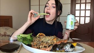 MUKBANG  Форель запеченная фаршированная морским коктейлем Кафе РИМ Trout  не ASMR [upl. by Haskins]