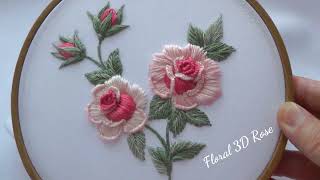 3D Rose Embroidery  Simple flowers stitches [upl. by Caruso665]