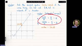 110 Example  Circles Midpoint and Distance [upl. by Ahsirpac193]